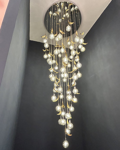 Lustre de mariage en <span class=keywords><strong>verre</strong></span> à <span class=keywords><strong>bulles</strong></span>, <span class=keywords><strong>suspension</strong></span> en forme de feuille, éclairage long pour escaliers, <span class=keywords><strong>suspension</strong></span> pour hall d'hôtel, LED 110-240V - Product Image 2