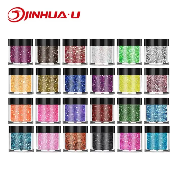JINHUAミックスグラデーショングリッターUV樹脂接着剤24色DIYフィラーパッケージ5g