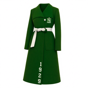 Manteau en laine Iota Phi Lambda prêt à être expédié, trench-coat pour femme de haute qualité, manteau long en laine avec ceinture pour sororité - Product Image 1