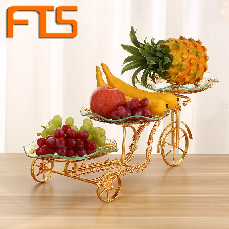 FTS केक स्टैंड अद्वितीय आपूर्ति निर्माता धारकों फैंसी अनियमित कला आपूर्तिकर्ता साइकिल आकार फल की थाली