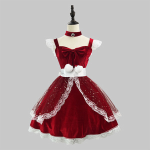 Super Cute Sparkling Princess Christmas Dress Claret A-Line Tulle Empire Waist Sweetheart Neckline Live Streaming Costume - Product Image 2
