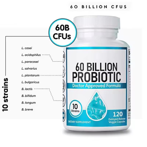 Amazon Best Seller 60 mil millones de CFU cápsulas probióticas de colágeno para la salud prebióticos 120 por botella 2 años de vida útil para adultos no - Product Image 2