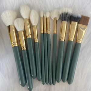 Luxury 11pcs Goat Synthetic Hair Makeup Brush Set Copper Ferrule Wood Handle Face Eye Powder <b>Blush</b> Eyeshadow Cosmetic Brushes - Product Image 3