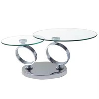 Minimalisme italien Table basse centrale de salon ronde en marbre verre acier fer métal nidification