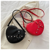Tas Selempang Bentuk Hati Grosir Kustom Populer, Tas Tangan Wanita Warna Solid Trendi dan Stylish