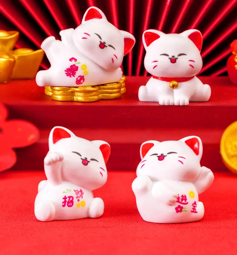 Diy Home Set Room Decor Voor Koe Geluksrijke Schattige Cartoon Cat Chinees Nieuwjaar Decoratie 2024 Item Brengen Geluk En Rijk