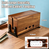 Boîte de gestion de câbles extra-large en bois, boîte de dissimulation de câbles en bois et organisateur pour multiprises, câbles de télévision et rangement de câbles de bureau