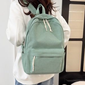 <span class=keywords><strong>Sac</strong></span> <span class=keywords><strong>à</strong></span> <span class=keywords><strong>dos</strong></span> en velours côtelé tendance, design rayé simple, pour collégiens, lycéens, garçons et filles, idéal pour les voyages et l'école - Product Image 2