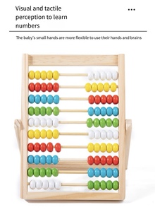 Divertido juguete de madera 3D Abacus Marco de conteo tarjeta educativa modelo de matemáticas para niños Unisex durante 2-4 años para fiestas de aprendizaje - Product Image 4