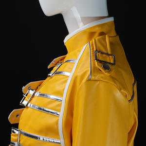 Disfraz <span class=keywords><strong>de</strong></span> Freddie Mercury, Cantante Principal <span class=keywords><strong>de</strong></span> Queen, Chaqueta <span class=keywords><strong>de</strong></span> Cuero Amarillo Estilo Punk Vintage para Hombre, Atuendo para Halloween y Carnaval - Product Image 6