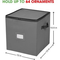 Organisateur de rangement pour décorations de Noël, capacité de 64 décorations, séparateurs ajustables, polyester, fermeture éclair portable