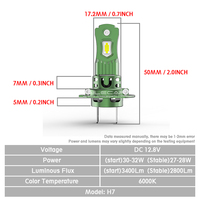 Ampoule de phare LED AN1 H7 à branchement direct 32W 3400LM 6000K Haute luminosité Remplacement et amélioration de l'éclairage automobile