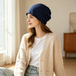 <span class=keywords><strong>Bonnet</strong></span> léger en jacquard pour filles/garçons, avec revers élastiques, circonférence de tête 48-50 cm, pour enfants en transition/été - Product Image 3