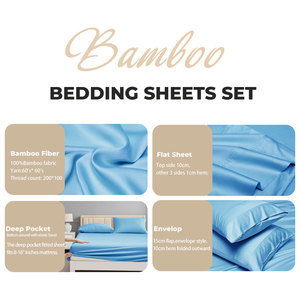 Juego de Sábanas de Bambú Refrescantes, 300 Hilos, Transpirables, Antibacterianas, Suaves como la Seda, con Bolsillo Profundo para Habitaciones con Aire Acondicionado - Product Image 2