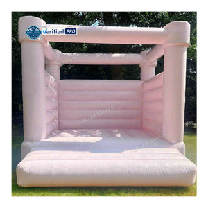 Castillo inflable para niños comercial plano Mini Casa de rebote con bomba de aire en rosa pastel - Product Image 1