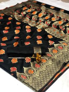 Banarasi Zijde Sarees Premium Kwaliteit Indiase Feestkleding Elegante Look Mooie Weven Lange Casual Beschikbare Groothandelsprijs - Product Image 5