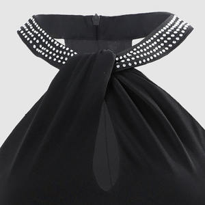 Vestido de fiesta de cóctel negro elegante para mujer, vestidos de ocasión, vestido de Gala corto de baile dividido, vestido de noche Formal - Product Image 4