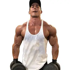 Toptan özel pamuk Stringer spor yelek kolsuz gömlek boy Fitness atlet egzersiz kas vücut geliştirme erkek Tank Top
