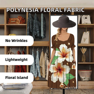 Tela de Poliéster 100% Orgánica con Diseño Floral de las Islas de <span class=keywords><strong>Polinesia</strong></span>, de Secado Rápido, Anti-Pilling, Elástica, Resistente a las Arrugas y Ligera para Bolsas - Product Image 2