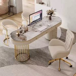 Integrated desk and rock slab consultation table, small apartment beauty salon <b>reception</b> desk, office desk, consultation table - Product Image 1