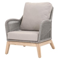 Chaise élégante de plein air en teck massif résistant aux intempéries pour villa, patio, hôtel, jardin