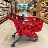 Chariot de courses pliable à 2 niveaux en acier DIKA DK-PT-4 avec roues pour utilisation en supermarché