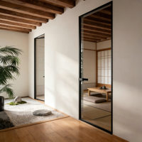 Portes FIDELIS avec cadre en aluminium, porte à battant en verre, isolée et insonorisée pour chambre à coucher, salon et salle de bain