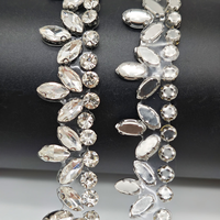 Tissu de dentelle de luxe pour cils, garniture en strass, perles de verre, franges en diamant, forme œil de cheval, style à tige, adhésif thermofusible