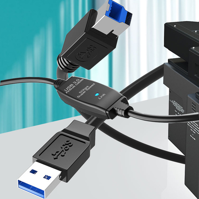 5M 7.5M 10M 15M 20M 25M 30M USB 3.0 Active Repeater Extension a Male to B Male Printer Cable with DC Jack Signal Booster Chipset