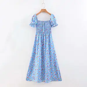 New spring women's fashion floral print generous collar loose dress