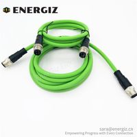 Overmould M12 Din 4 Pin Aviation Connecteur IP67 Étanche M12 D Code 4Pin Câble avec PVC Vert
