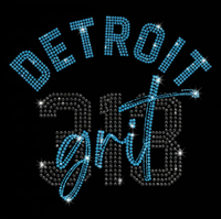 Transfert de strass personnalisé Detroit 313 Motor City, motif cristal brillant à presser à chaud pour T-shirts de mode féminine