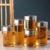 Bouteilles en verre réutilisables à large ouverture pour jus et lait, avec bouchon en acier, 75ML, 100ML, 150ML, 200ML, 250ML, 300ML, 500ML