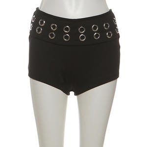 Conjunto de Verano para Mujer Viviblook Z0112ST02, Color Sólido, Estilo Punk, Top sin Tirantes con Anillo Metálico y Pantalones Cortos, Conjunto de Dos Piezas - Product Image 5