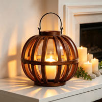 Lanterne rustique en bois avec verre, lanterne décorative de style farmhouse pour la maison, le jardin, les centres de table de mariage