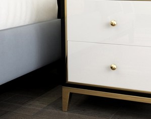 아파트 또는 병원을위한 실버 Soho <span class=keywords><strong>Nightstand</strong></span> 드레서와 가슴 3 in 1 현대 이탈리아 왕 침실 세트 - Product Image 4