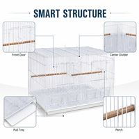 Cage à oiseaux double avec séparateur, en fil métallique robuste, cage d'élevage incluse, perchoirs en bois, boîte à fermeture à bouton pour perruches