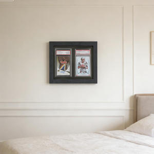Cadre de présentation en bois écoresponsable fait main pour <span class=keywords><strong>2</strong></span> plaques, cadre double pour cartes sportives, cadre mural paysage/animal pour objets de collection - Product Image 1