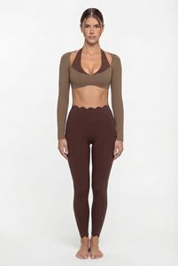 Top Corto Deportivo Personalizado para Mujer, <span class=keywords><strong>Manga</strong></span> Larga, Bloques <span class=keywords><strong>de</strong></span> Color, Ropa Deportiva, OEM, ODM, MOQ 50 - Product Image 3