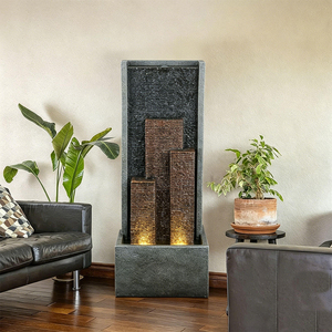 Fuente de Piso Moderna de Poliresina con Iluminación LED en Cascada para Interiores y Exteriores, para Oficina, Casa o Jardín, Adornos para Patio - Product Image 5