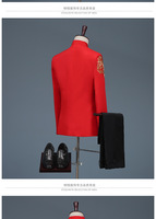 Costumes pour hommes style chinois, blazers brodés or, tenue de scène pour animateur, chanteur, équipes de chœur, costume de mariage