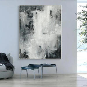 <span class=keywords><strong>Home</strong></span> Living Room Decor Art mural moderne grand paysage abstrait fait à la main Grand Art mural peint à la main Noir et blanc Huile HUIMIAO - Product Image 3