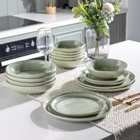 Service de table de luxe en porcelaine européenne haut de gamme, 18 pièces, assiettes et bols en céramique solide, vaisselle pour la maison