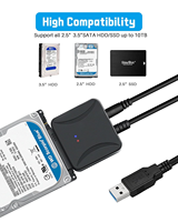 Kabel konverter Hard Drive eksternal adaptor SATA ke USB 3.0 harga pabrik untuk HDD SSD 2.5 3.5 inci dengan catu daya UASP