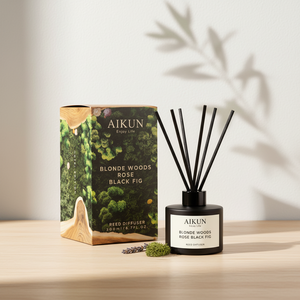 Aikun Forest 200ML Black Round Glass Sticker Label Custom Scent Long Lasting Aroma <b>Reed</b> <b>Diffuser</b> Gift Box Set for Gift Shop - Product Image 1