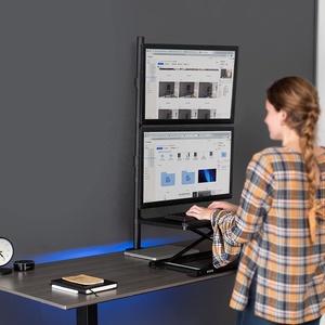 Extra Tall Vertically Stacked Dual Monitor Desk <strong>Mount</strong> <strong>Stand</strong> Fully Adjustable Extended Arms Monitor Bracket - Product Image 3