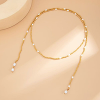 Collier asymétrique à chaîne perlée pour femme, style hip-hop, collier irrégulier en perles CCB, plaqué électrolytiquement, tendance en forme de Y