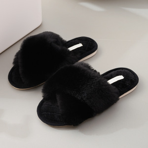 Zapatillas vegana de piel sintética para mujer, pantuflas de Casa mullidas con punta abierta, para invierno - Product Image 6