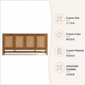 Buffet moderne de luxe 68 pouces avec portes <span class=keywords><strong>en</strong></span> fibre tressée et bois vieilli pour projets de villas et d'hôtels - Fabricant OEM/ODM - Product Image 5