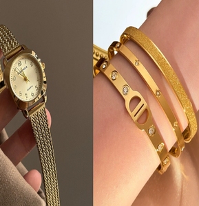 Ensemble de bijoux en acier inoxydable Ensemble de montre et bracelet 3 pièces Bijoux de mode de luxe <span class=keywords><strong>Achat</strong></span> en vrac d'articles à vendre - Product Image 1